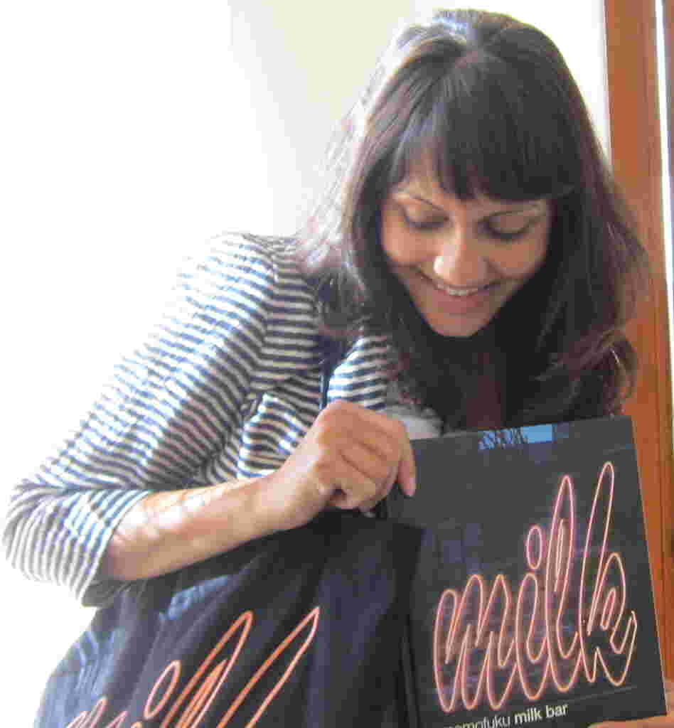 Ask Me Another winner Anagha Apte shows off her Milk Bar swag. Ask Me Another winner Anagha Apte shows off her Milk Bar swag.