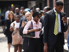 The line at a job fair in New York City last month. The line at a job fair in New York City last month.