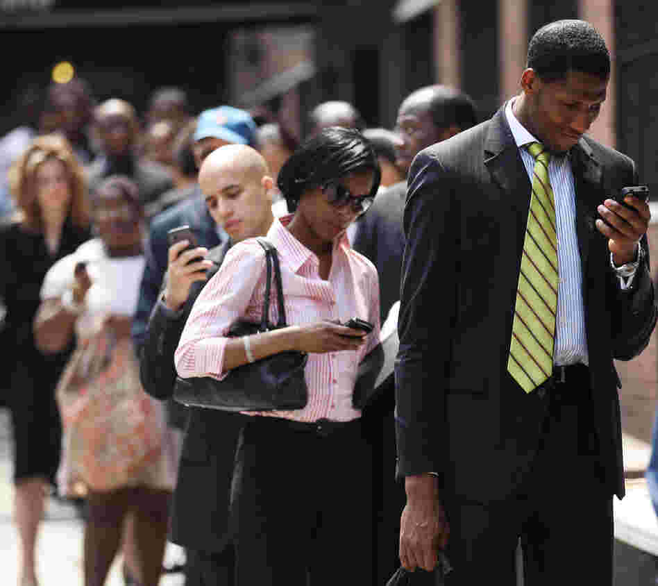 The line at a job fair in New York City last month.
