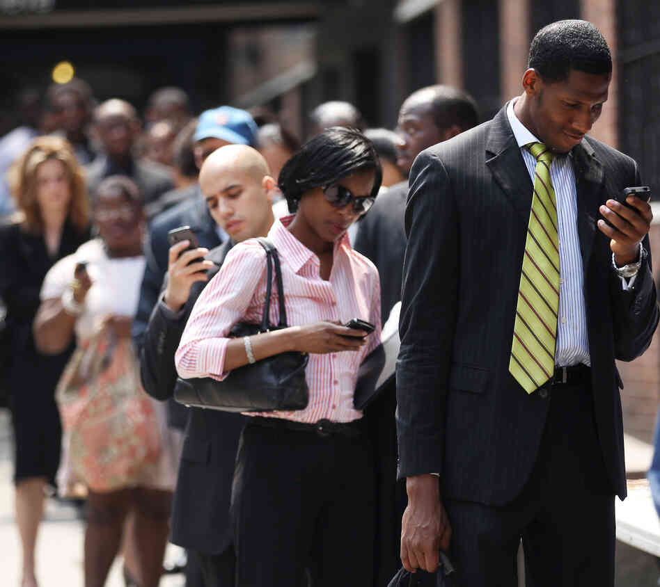 The line at a job fair in New York City last month.