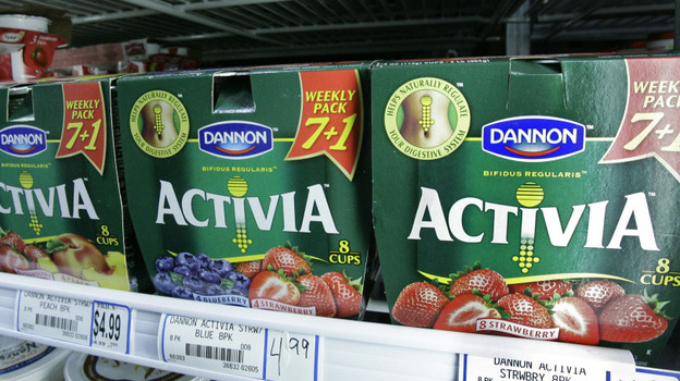 Packages of Activa yogurt, which contain probiotics, on a grocery shelf in Chicago. Packages of Activa yogurt, which contain probiotics, on a grocery shelf in Chicago.