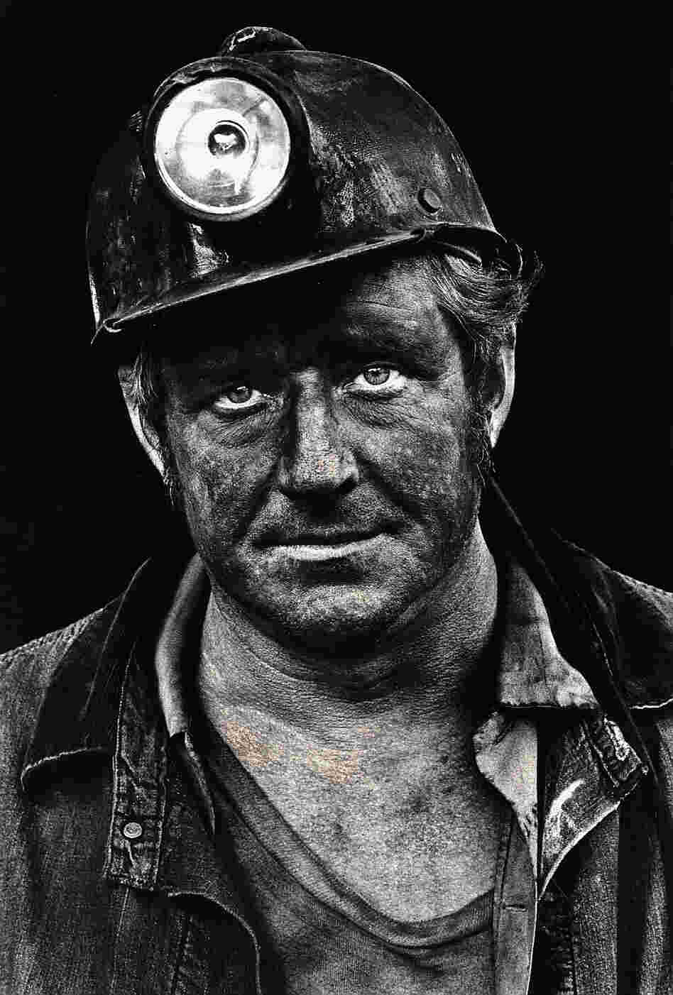 Coal miner Lee Hipshire in 1976, shortly after emerging from a mine in Logan County, W.Va. at the end of his shift. At age 36, he had worked 26 years underground. A few years later, Lee took early retirement because of pneumoconiosis, or black lung disease. He died at 57.