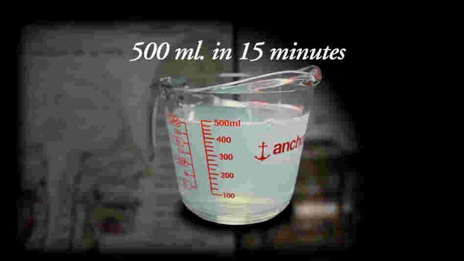 A athlete can sweat 500ml. in 15 minutes out in the heat.