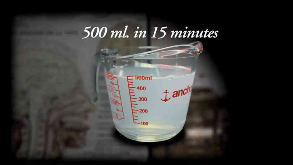 A athlete can sweat 500ml. in 15 minutes out in the heat.