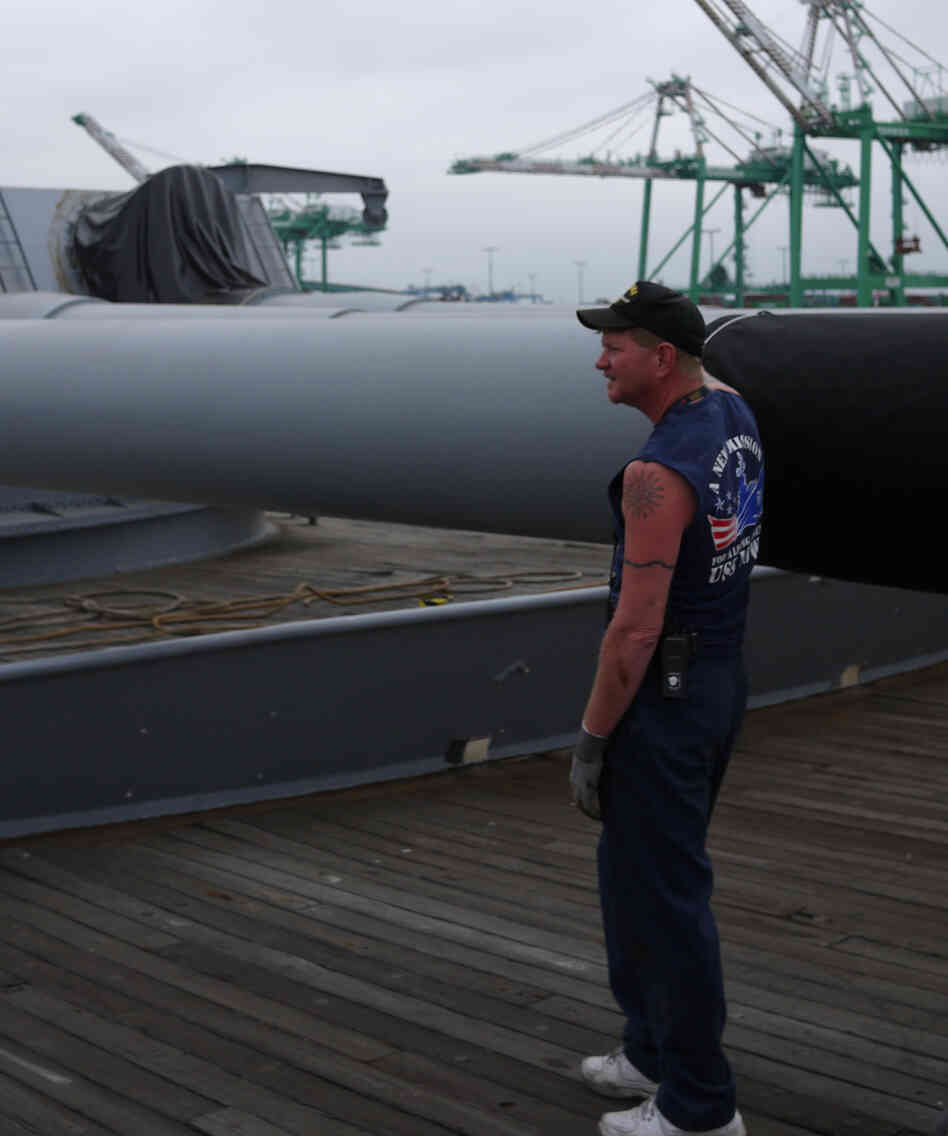 Mike McEnteggart served on the USS Iowa for four years. He moved to Los Angeles to help when he heard the ship was being refurbished. Mike McEnteggart served on the USS Iowa for four years. He moved to Los Angeles to help when he heard the ship was being refurbished.