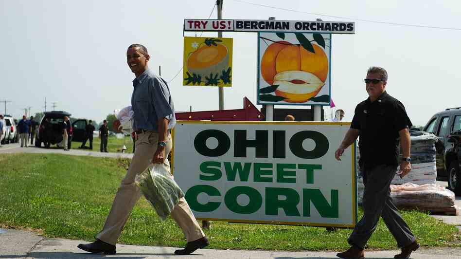 President Obama at a stop on his bus tour of Ohio in Port Clinton on July 5.