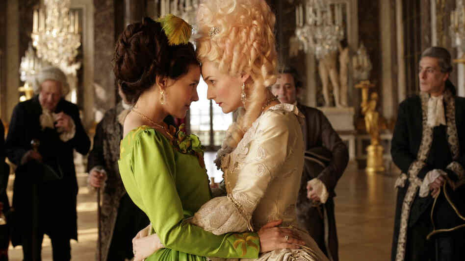 Gabrielle de Polignac (Virginie Ledoyen, left) is the close, possibly intimate, friend of Marie Antoinette (Diane Kruger) — and the two are the bane of the approaching revolutionaries in Farewell, My Queen. Gabrielle de Polignac (Virginie Ledoyen, left) is the close, possibly intimate, friend of Marie Antoinette (Diane Kruger) — and the two are the bane of the approaching revolutionaries in Farewell, My Queen.