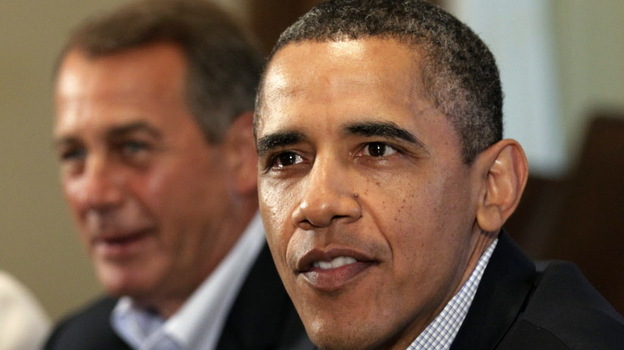 President Obama and House Speaker John Boehner, R-Ohio, at the White House in July 2011. (AP)