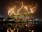 Fireworks light the night sky above the National Stadium, known as the Bird's Nest, during the closing ceremony of the 2008 Beijing Olympic Games. The stadium is largely empty these days. Fireworks light the night sky above the National Stadium, known as the Bird's Nest, during the closing ceremony of the 2008 Beijing Olympic Games. The stadium is largely empty these days.