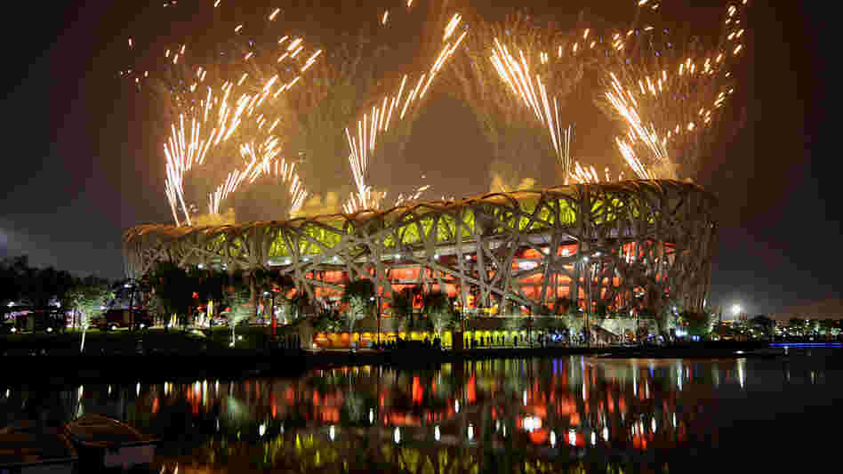 Fireworks light the night sky above the National Stadium, known as the Bird's Nest, during the closing ceremony of the 2008 Beijing Olympic Games. The stadium is largely empty these days. Fireworks light the night sky above the National Stadium, known as the Bird's Nest, during the closing ceremony of the 2008 Beijing Olympic Games. The stadium is largely empty these days.