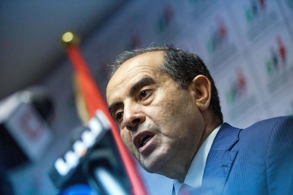 Mahmoud Jibril speaks to in Tripoli, Libya on Sunday.