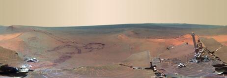NASA's Mars Exploration Rover Opportunity took this panoramic view of the planet between Dec. 2011 and May. NASA's Mars Exploration Rover Opportunity took this panoramic view of the planet between Dec. 2011 and May.