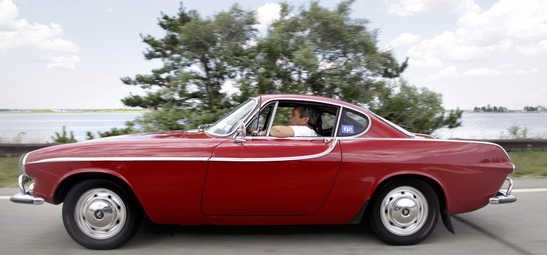 Irv Gordon in his trusty Volvo P1800S earlier this month.