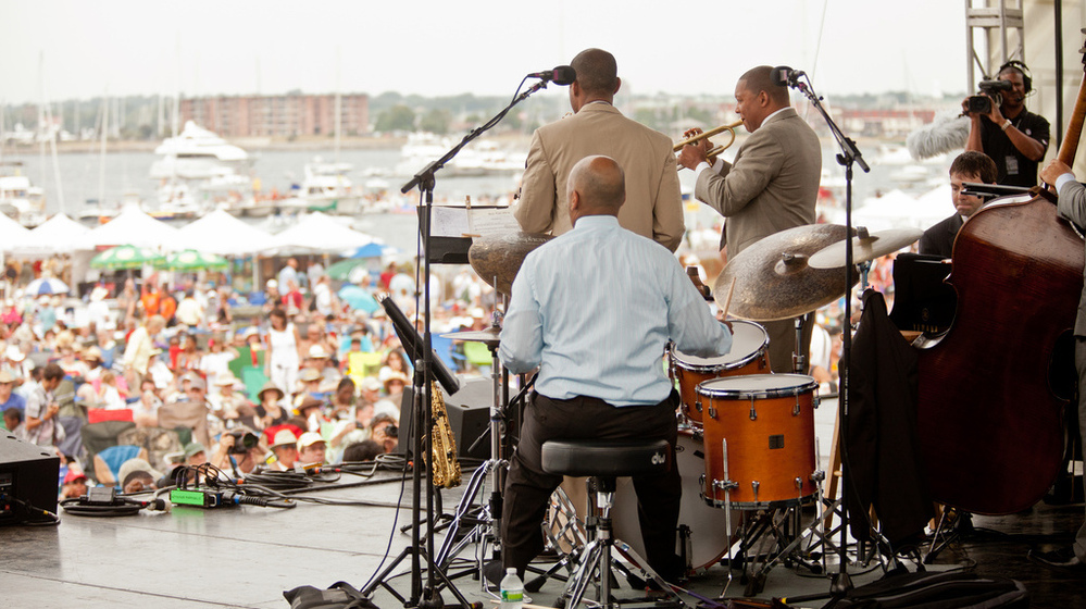 Wynton Marsalis' ensemble performs at the Newport Jazz Festival.
