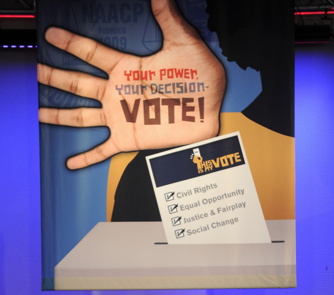 A sign at the NAACP annual convention in Houston, where Mitt Romney is scheduled to speak on Wednesday.