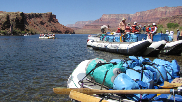 Rafting groups through the Grand Canyon often have difficulty finding sandy banks on which to set up camp. The Interior Department has approved a series of controlled floods to help restore the riverbank ecosystem. Rafting groups through the Grand Canyon often have difficulty finding sandy banks on which to set up camp. The Interior Department has approved a series of controlled floods to help restore the riverbank ecosystem.