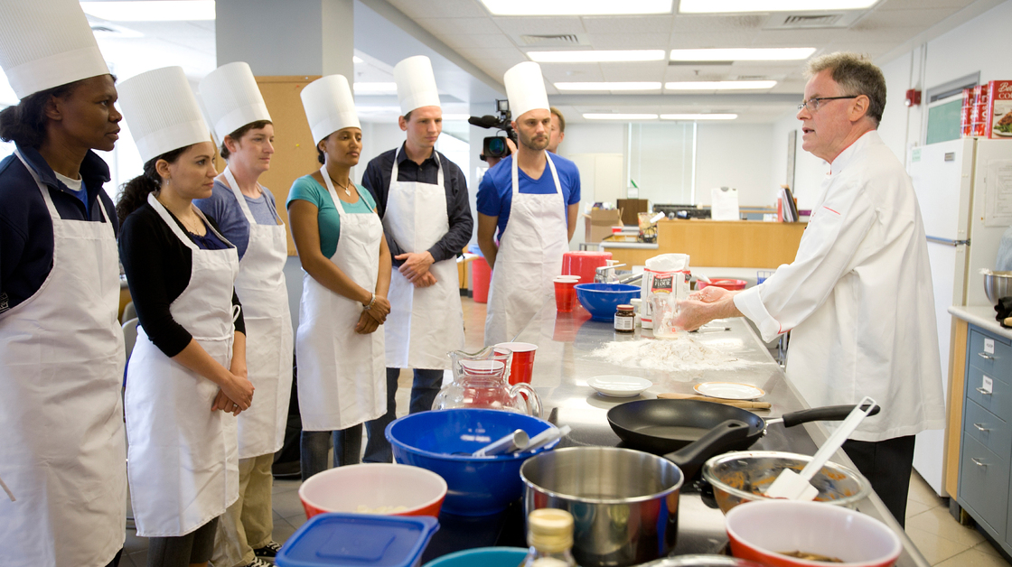 Rupert Spies, Senior Lecturer in Food and Beverage Management at Cornell, gives a hands-on workshop on bread making with the NASA team.