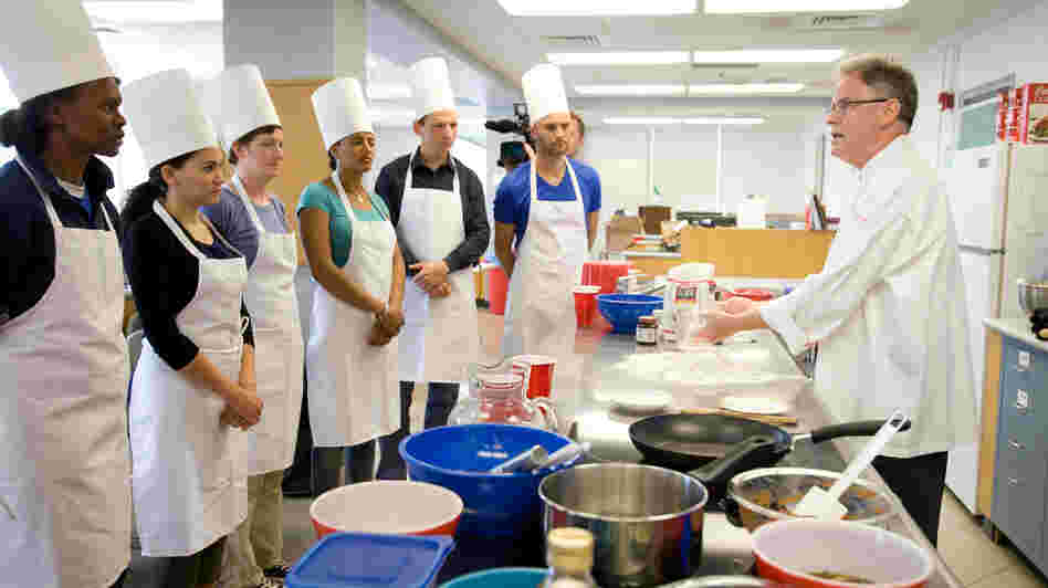 Rupert Spies, Senior Lecturer in Food and Beverage Management at Cornell, gives a hands-on workshop on bread making with the NASA team.