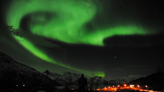 The northern lights over Tromsoe, northern Norway, on Jan. 24, 2012. (AFP/Getty Images)