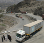 Pakistani border guards check trucks heading to Afghanistan, in the tribal area of Khyber last week.