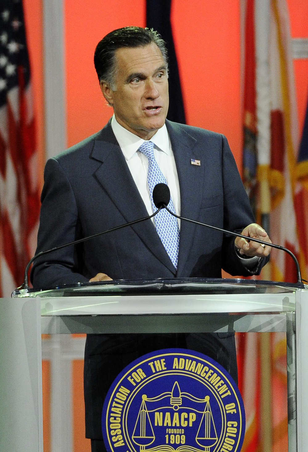 Mitt Romney speaks at the NAACP annual convention Wednesday in Houston.