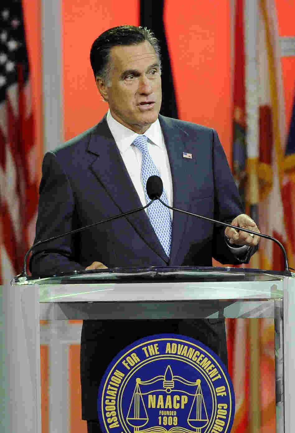 Mitt Romney speaks at the NAACP annual convention Wednesday in Houston.