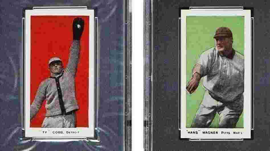 Two of the most valuable cards in the collection: Ty Cobb (left) and Honus "Hans" Wagner.