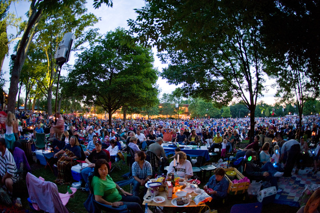 Music and food mix well on the lawn of the Ravinia Festival outside Chicago. This year's edition runs through Sept. 9.