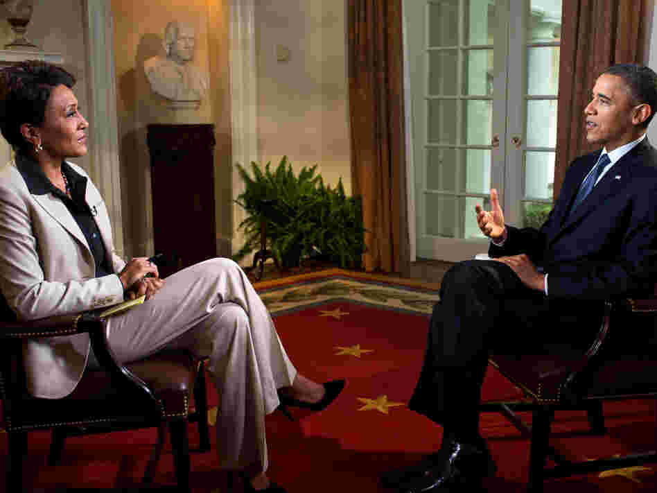 President Obama is interviewed from the Cabinet Room of the White House by Robin Roberts on ABC's Good Morning America on May 9. During the interview, Obama expressed his support for gay marriage — a first for a U.S. president.