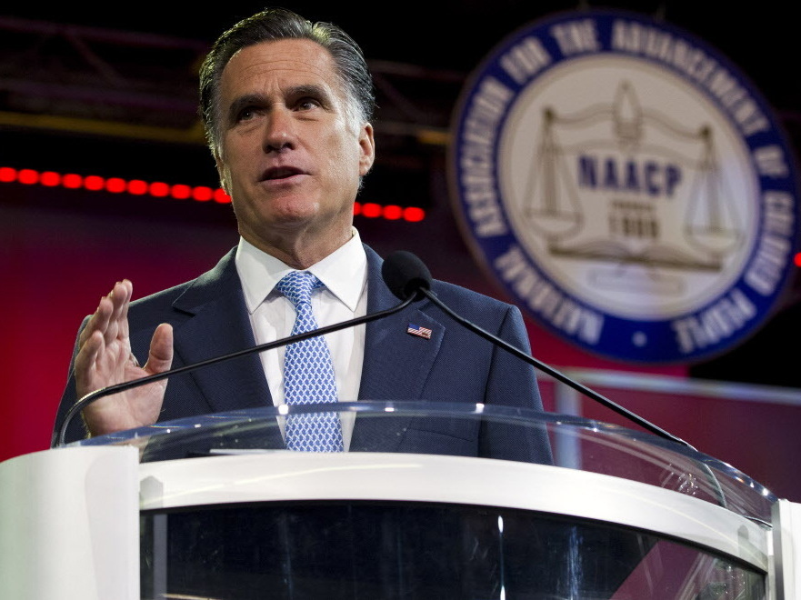 Republican presidential candidate Mitt Romney during his address to the NAACP's annual convention this morning in Houston.