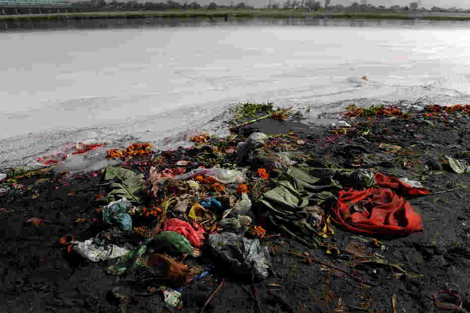Garbage litters the banks of India's holy Yamuna River on World Water Day 2010. For decades, the Yamuna has been dying a slow death from pollution. According to Blackwell, even its most ardent defenders refer to it as a "sewage drain."