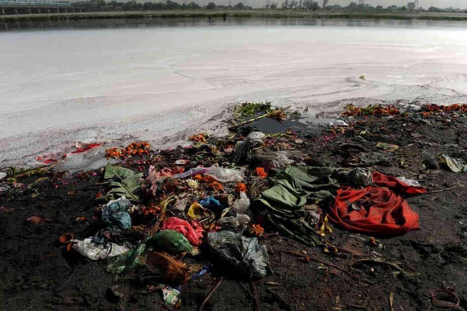 Garbage litters the banks of India's holy Yamuna River on World Water Day 2010. For decades, the Yamuna has been dying a slow death from pollution. According to Blackwell, even its most ardent defenders refer to it as a "sewage drain."