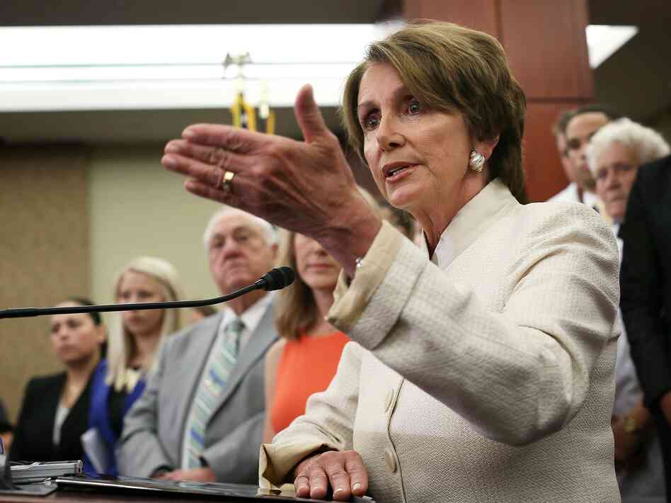 House Minority Leader Rep. Nancy Pelosi, D-CA,  speaks during a news conference about the House vote to repeal the Affordable Care Act. Despite the passage of the Republican-led repeal initiative, Democratic leaders say they see public opinion swinging towards support for the landmark reform bill.
