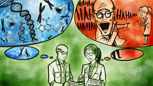 Illustration of stereotypes in science. Illustration of stereotypes in science.