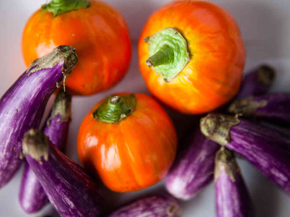Eggplants come in many colors. Eggplants come in many colors.