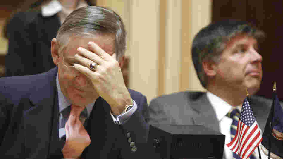 Virginia Senate Republican Leader Thomas Norment, of James City, (left), and State Sen. Stephen Newman, of Lynchburg, listen to a Feb. debate on a bill requiring an ultrasound before an abortion. The bill was later amended to remove a requirement for transvaginal ultrasound.