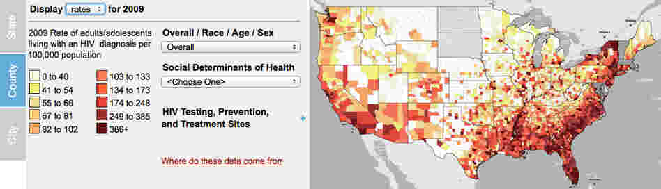 Screenshot of the AIDSVu interactive map.
