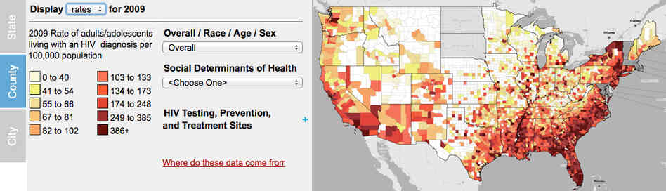 Screenshot of the AIDSVu interactive map.