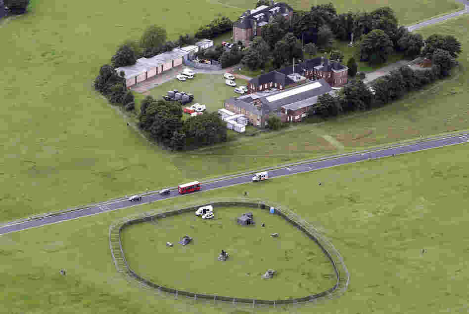 A British military missile battery, part of the Olympic security plan, is seen from an aircraft in south London. Organizers have been criticized for relying on a military presence for the 2012 Games.