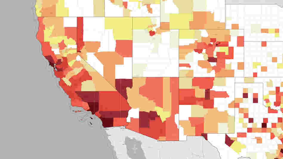 AIDS cases in California are concentrated in and around cities.