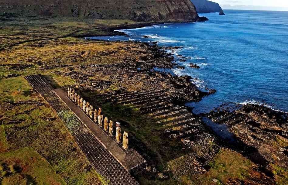 "Carved centuries ago from volcanic tuff," according to National Geographic, the moai statues are "believed to embody the deified spirits of ancestors." "Carved centuries ago from volcanic tuff," according to National Geographic, the moai statues are "believed to embody the deified spirits of ancestors."