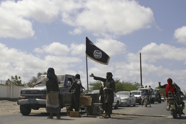 Members of Ansar al-Sharia, another al-Qaida-affiliated group, man a checkpoint at the southern Yemeni town of Jaar in April. Government troops recently retook areas in the country's restive south from militant control after a two-month offensive.