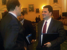 Joe Olivo (right) talks to Dave Camp (left), Chairman of House Ways and Means Committee, after testifying before the House in Jan. 2010. Joe Olivo (right) talks to Dave Camp (left), Chairman of House Ways and Means Committee, after testifying before the House in Jan. 2010.