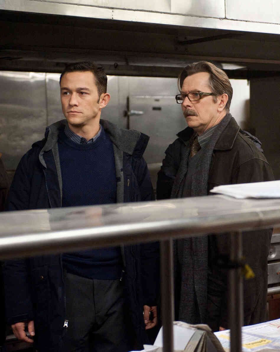 Joseph Gordon-Levitt and Gary Oldman in The Dark Knight Rises.