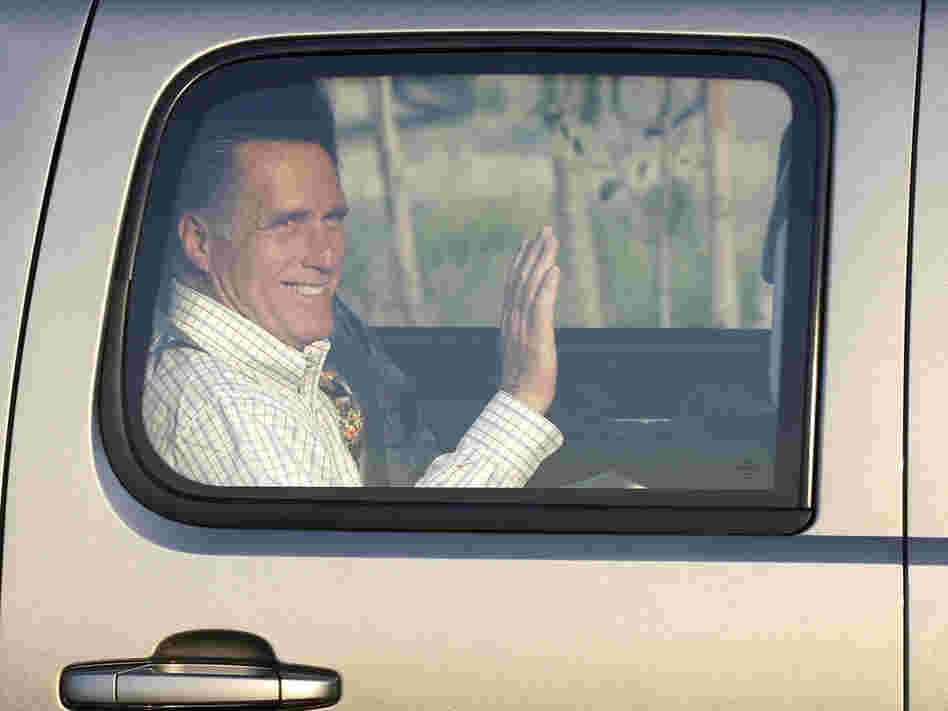 Mitt Romney arrives at the Utah Olympic Park for a private dinner during a donor's conference in Park City, Utah, on June 22.