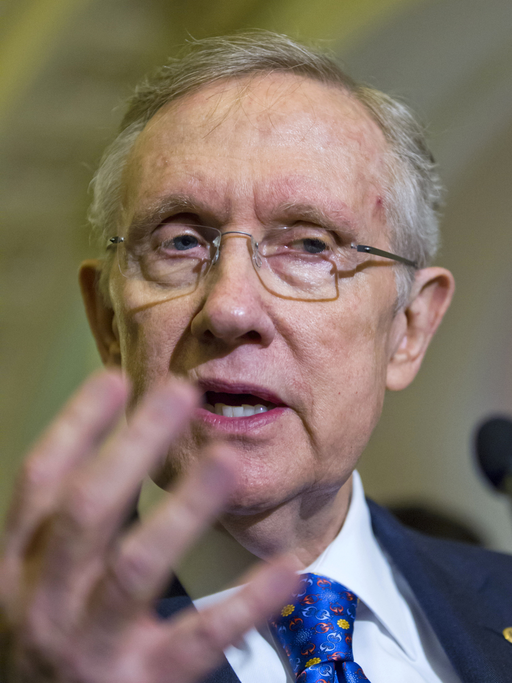 Senate Majority Leader Harry Reid, shown July 10 on Capitol Hill, adds another classic bon mot to his record with his worries about "17 angry old white men" buying the country.
