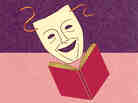 Illustration: A comedy mask reads a book. Illustration: A comedy mask reads a book.