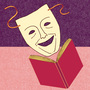 Illustration: A comedy mask reads a book. Illustration: A comedy mask reads a book.