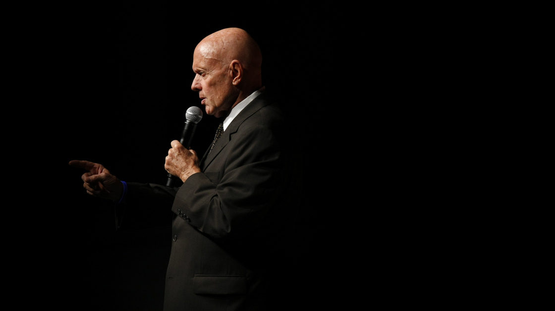 Stephen Covey speaks to students at the National Auditorium in Mexico City in September 2008. Covey's The 7 Habits of Highly Effective People has sold more than 25 million copies worldwide. Covey died Monday. He was 79.