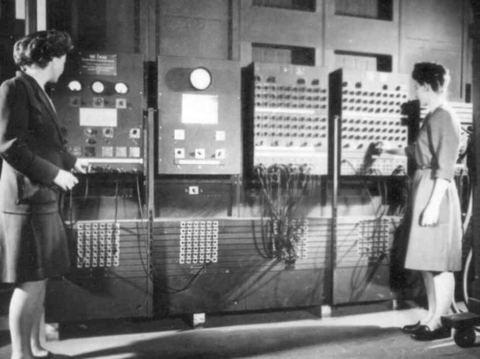 Female programmers inducted into the Women in Technologies Hall of Fame for their work on the ENIAC, an early computer built in 1946, work on the computer. Female programmers inducted into the Women in Technologies Hall of Fame for their work on the ENIAC, an early computer built in 1946, work on the computer.